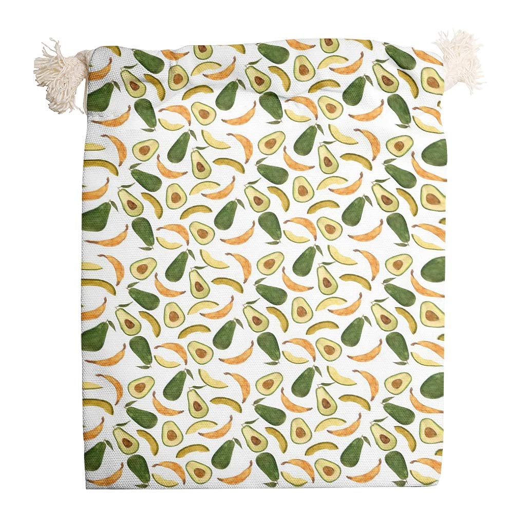 Knowikonwn 6 Pack Avocado Babys Drawstrings Storage Bag Reusable Produce Bags fits New Year Birthday Presents Wrap Bags - Funny Pure Theme Print white4 12 * 18cm