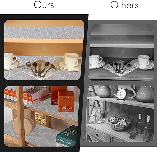 Miniatura 7 de Cooyes Revestimiento para estantes  Revestimientos antideslizantes para armarios de cocina  Revestimiento impermeable con patrón moderno  Tapete