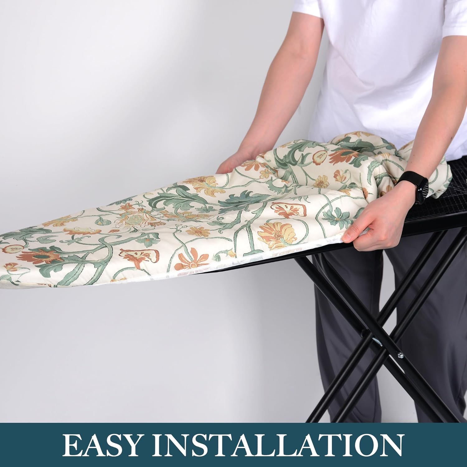 Premium Ironing Board Cover and Pad – Reflective Heat Technology, Heavy-Duty Fabric – Scorch & Stain-Resistant Padding (15″X54″)