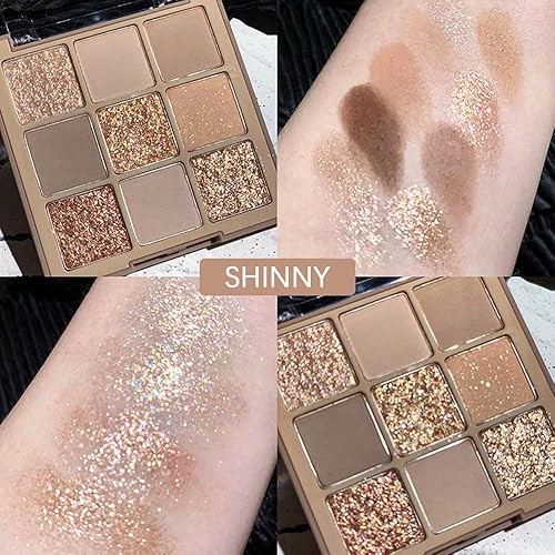 Miniatura 5 de Paleta de sombra de ojos marrón nude mate, sombra de ojos de larga duración, impermeable, libre de crueldad, 9 tonos mezclables en acabados mate