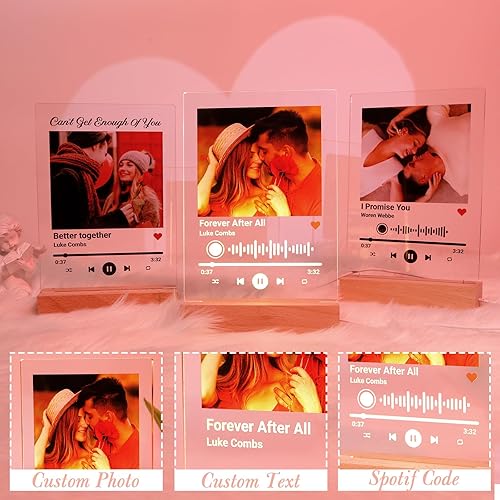 Miniatura 3 de Marcos de fotos personalizados con placa de canción acrílica, placa de música acrílica personalizada con tu canción favorita y regalo de fotos para