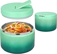 Vista 10 de Tarro de comida aislado al vacío de 12 onzas con tapa de hebilla, termo de sopa de boca ancha para comida caliente para niños, contenedor