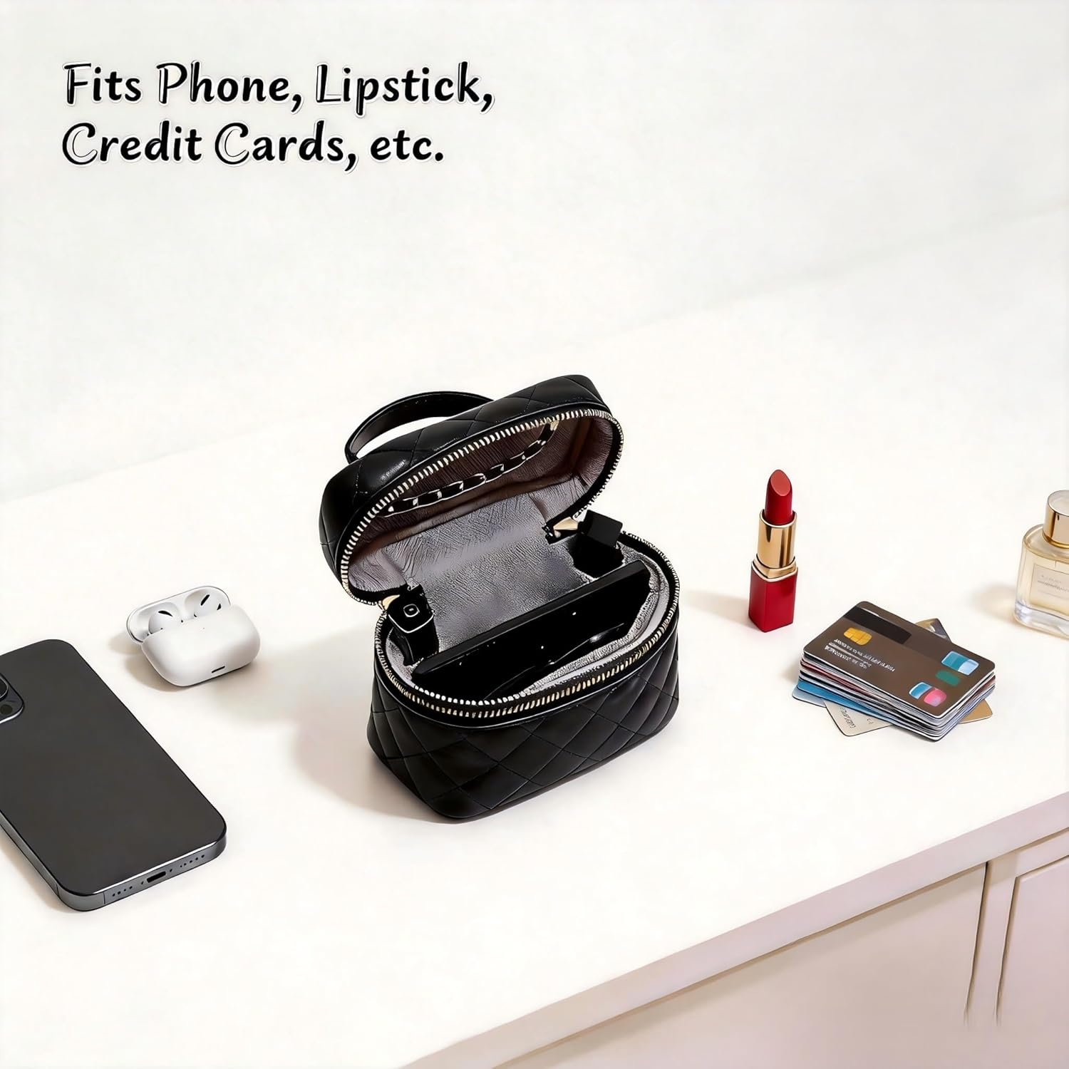 Small purses for women travle: black trendy shoulder bag with 8 organizations help easy seaching