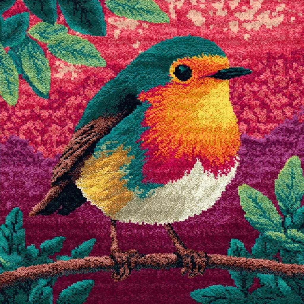 Henypt DIY Pillow Cover Making Kits Latch Hook Kit Bird