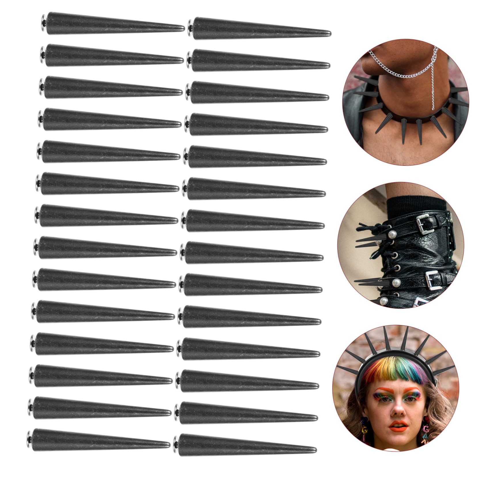 Mipcase Kit de 30 Remaches Metálicos Punk para Ropa y Accesorios, Aleación Negra, Diseño Redondo, Adecuado para Manualidades y Artículos de Cuero