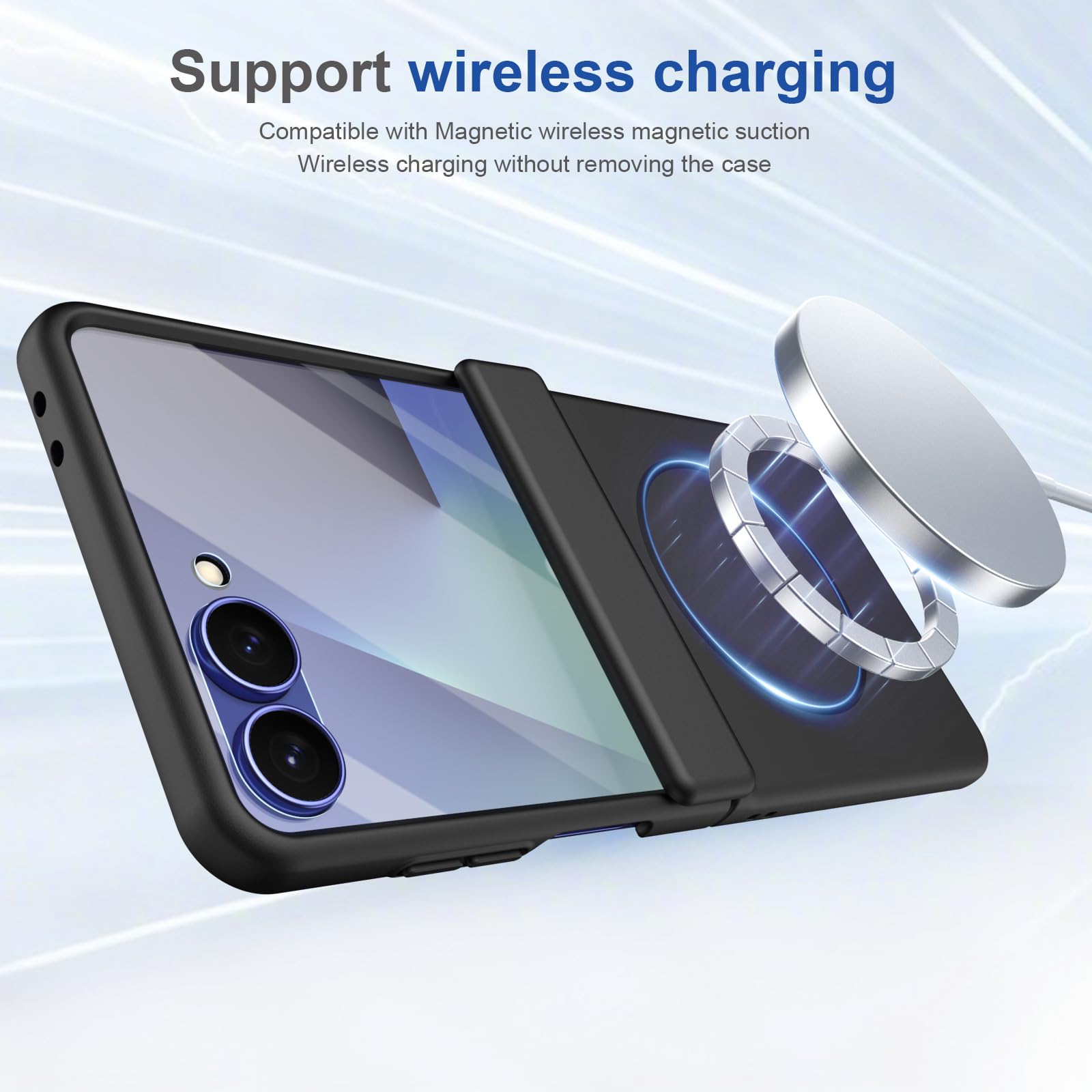 Magnetica Custodia per Samsung Galaxy Z Flip 8, Glassata Anti-Graffio