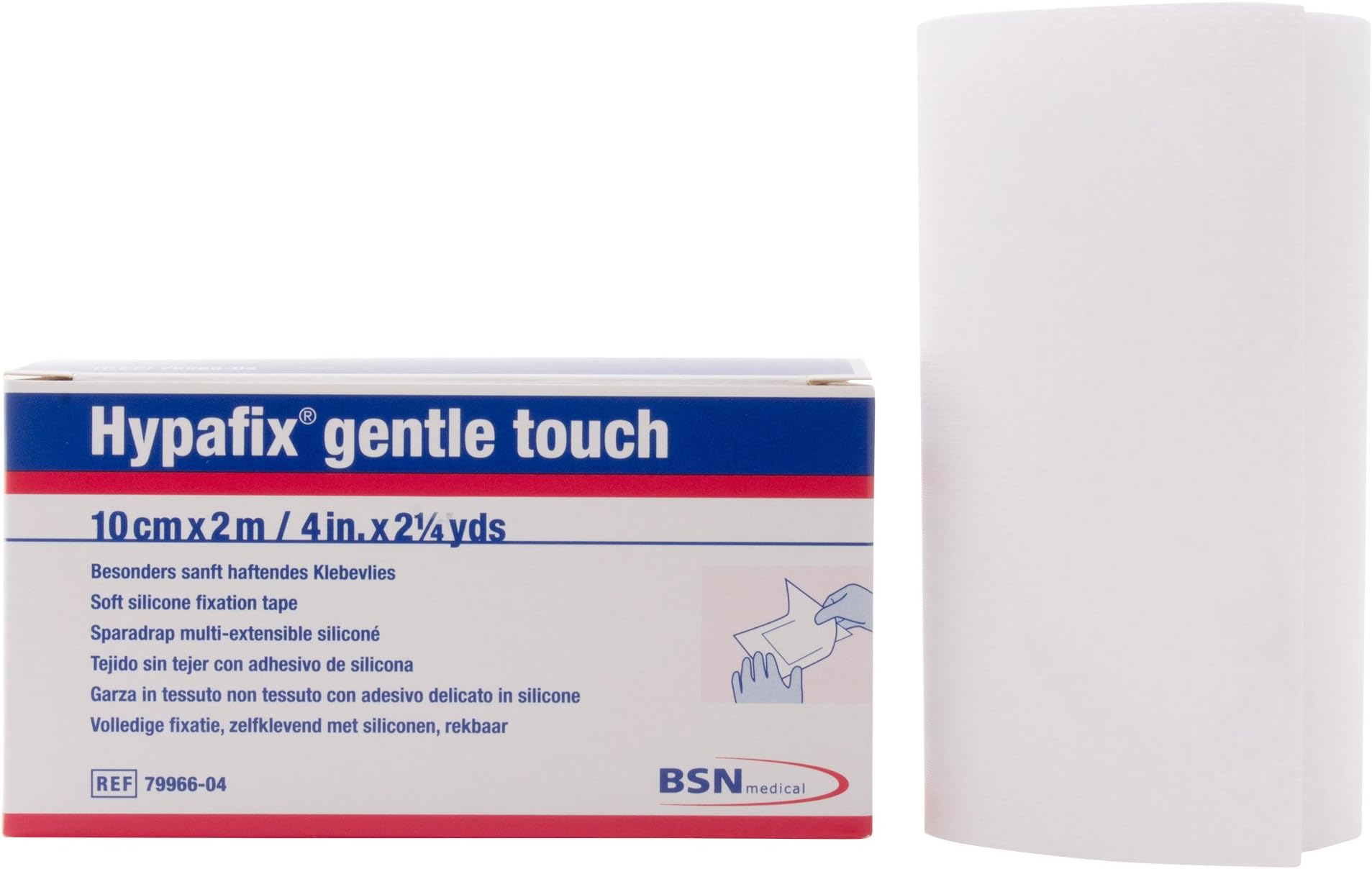 Hypafix® Gentle Touch - Soft Silicone Retention Tape for Extremely Fragile and Sensitive Skin (4" X 2 1/4 yd roll)