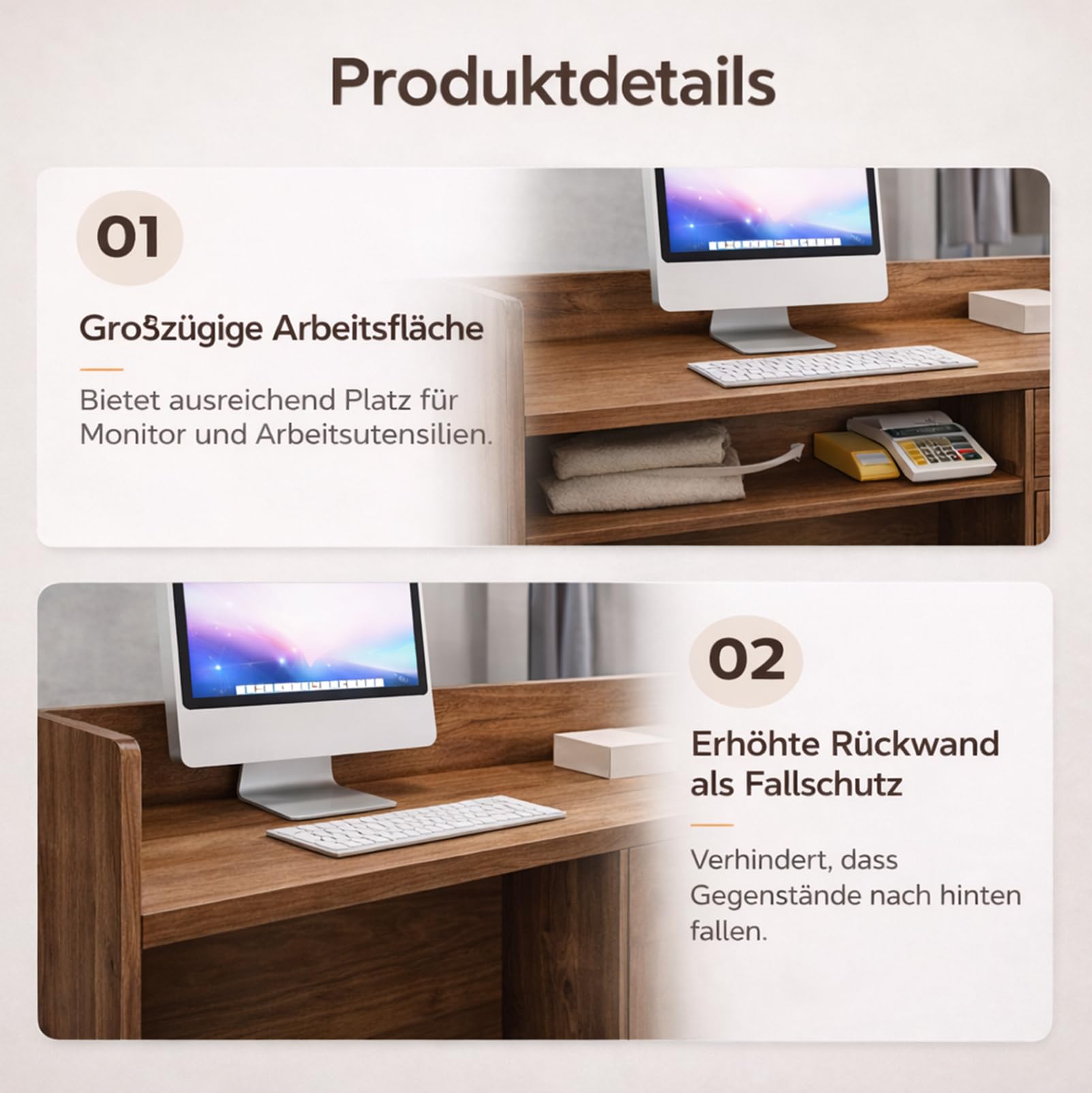 Empfangstheke mit Schublade und Aktenschrank Fronttresen 120CM für Büro Salon Spa Einzelhandel