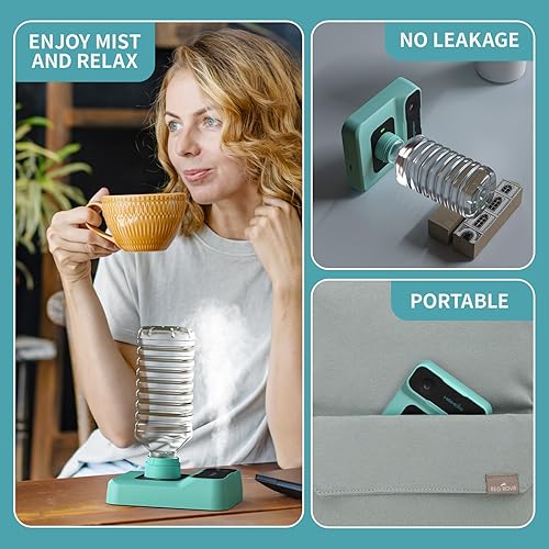 Miniatura 4 de Humidificador de viaje, pequeño humidificador portátil para plantas, dormitorio, oficina, hotel o automóvil, 5000 mAh, funciona con pilas, mini