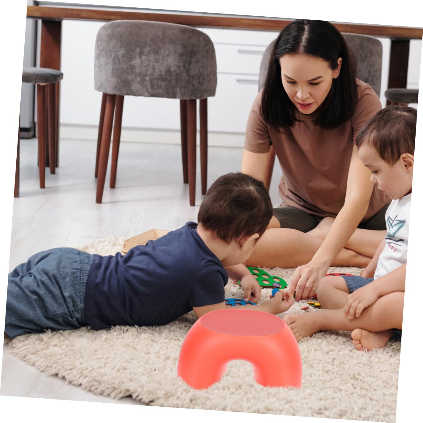 Taburete Arcoíris para Niños Rojo, Forma Anular, PP B-cpp