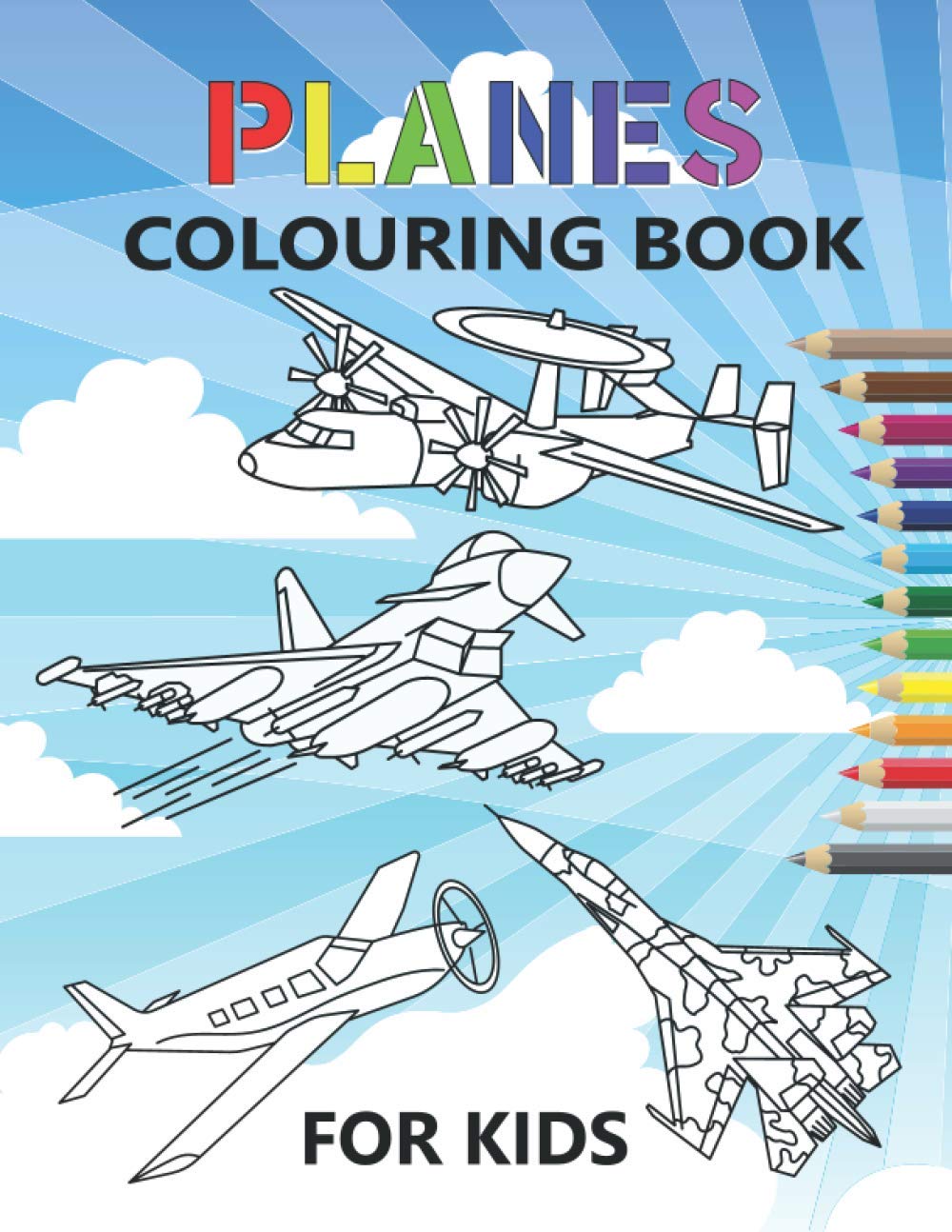 Planes Colouring Book: 35 aeroplanes colouring pages for kids of Aircrafts, Fighter Jets, Stealth Bombers, biplanes and More