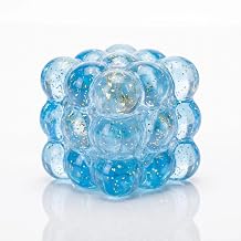 Soft TPR Squeeze Magic Cube with Glitter 5cm/2in Cube Stress Balls Squishy Fidget Toy for Stress Anxiety Relief Focus Sensory Toy for Adults Teen Autism ADHD Non-Toxic Calming Toy Blue