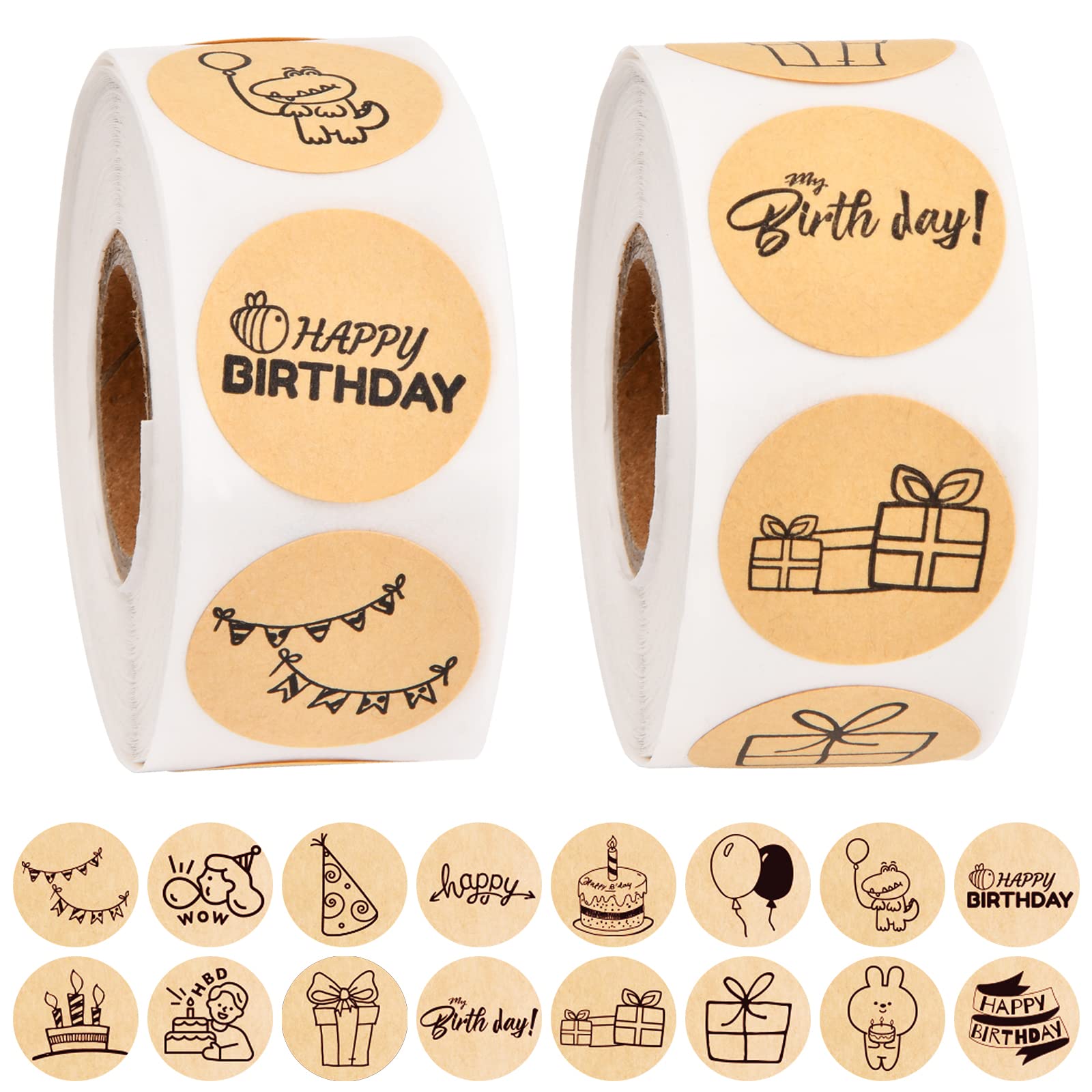 Joyeux Anniversaire Autocollant Étiquette 1000 Stickers Autocollants Anniversaire Étiquettes Rondes En Papier Pour Enfants, Salle De Classe Familiale, Décoration De Fête D'anniversaire (2