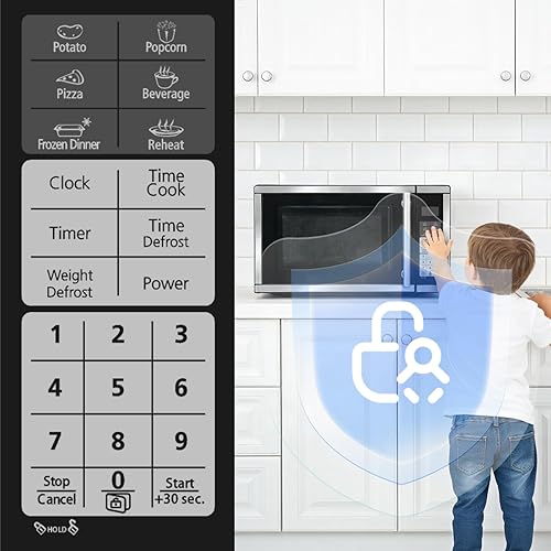 Miniatura 3 de SMETA Horno de microondas compacto de 700 vatios, 0.7 pies cúbicos, hornos de microondas de encimera, 10 niveles de potencia con plato giratorio,