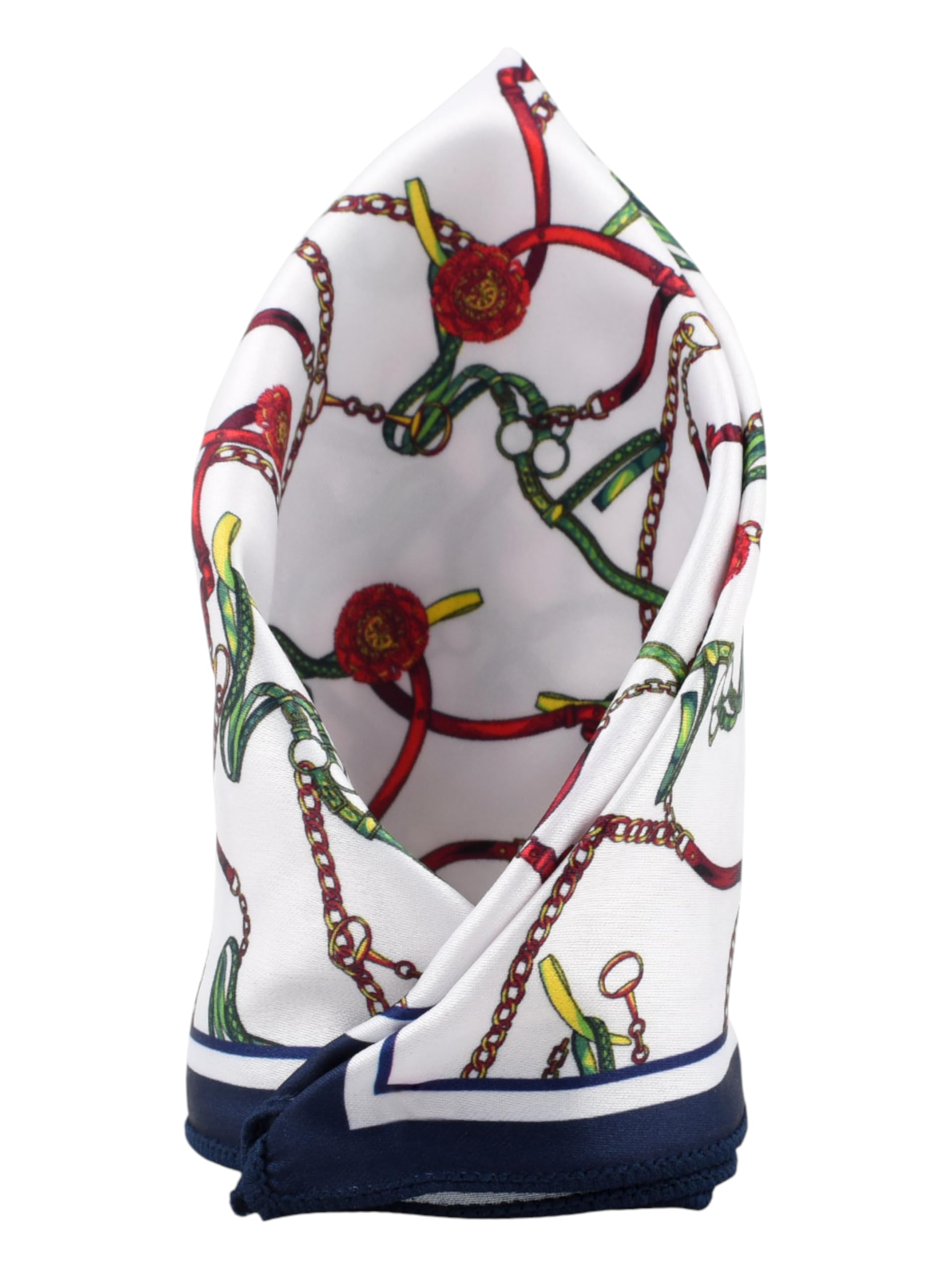 Men's White Satin Printed Pocket Square (1pc)