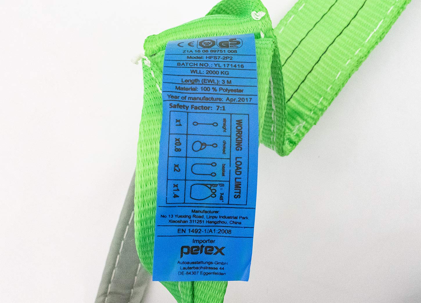 Nastro Di Sollevamento Petex 2000 Kg - 3m, Verde, Poliestere, Certificato EN 1492-1, Per Carichi Pesanti - Foto 3