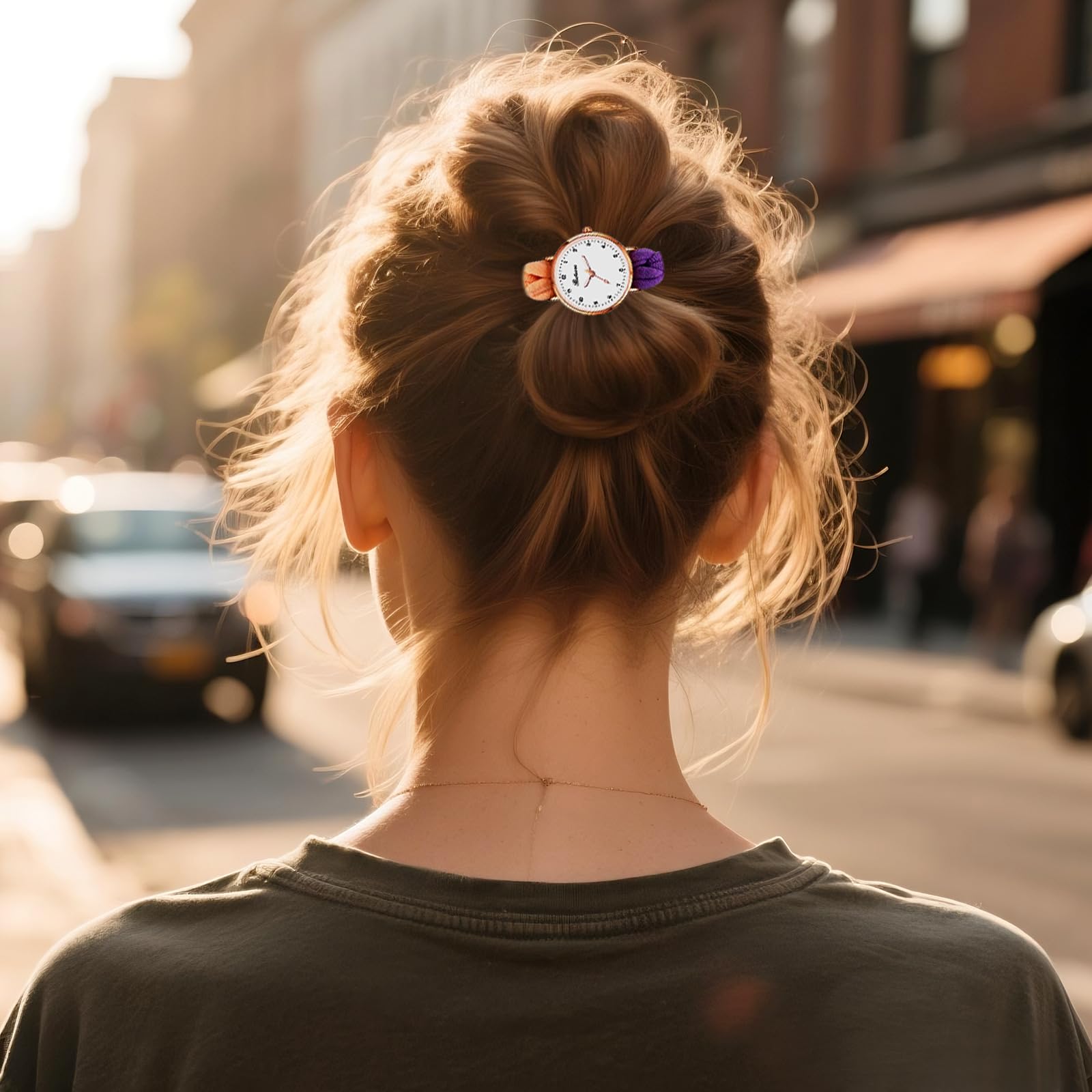 JewelryWe Reloj Analógico Elástica Mujer: Relojes de Pulsera Redondo de Cuarzo con Banda para el Pelo Escala de Números Arábigos Correa Extensible - para Ocio Decoración Regalo