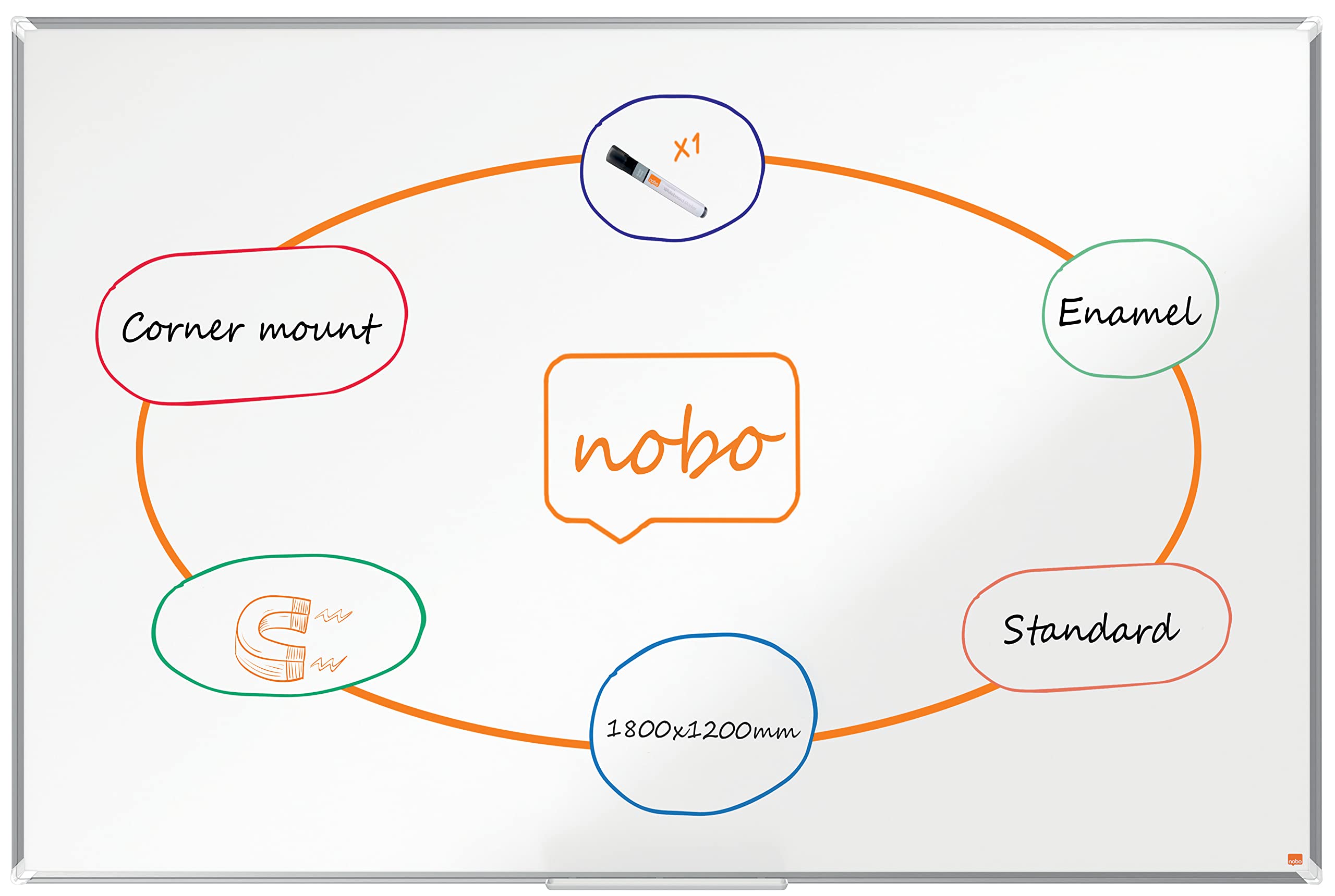 Nobo Premium Plus Enamel Magnetic Whiteboard 1800x1200mm
