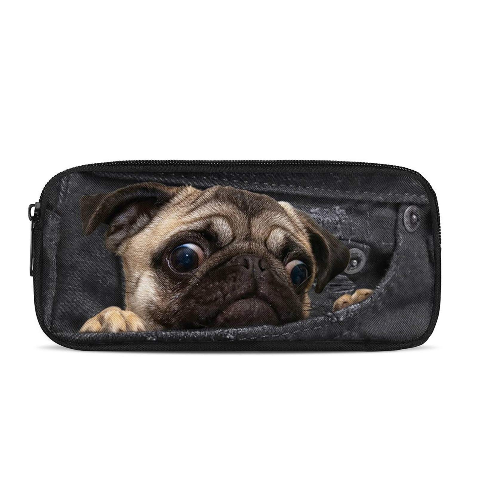 Belidome Pug Dog Pencil Case for Kids Girls Boys Pen Holder Small Pouch Durable Zip Makup Coin Bag — image 1