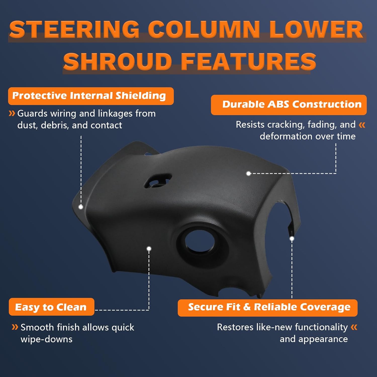 Steering Column Lower Ignition Shroud Compatible with 2017-2020 Hyundai Elantra Replaces 84855-F2000 84855-F2000-TRY Black