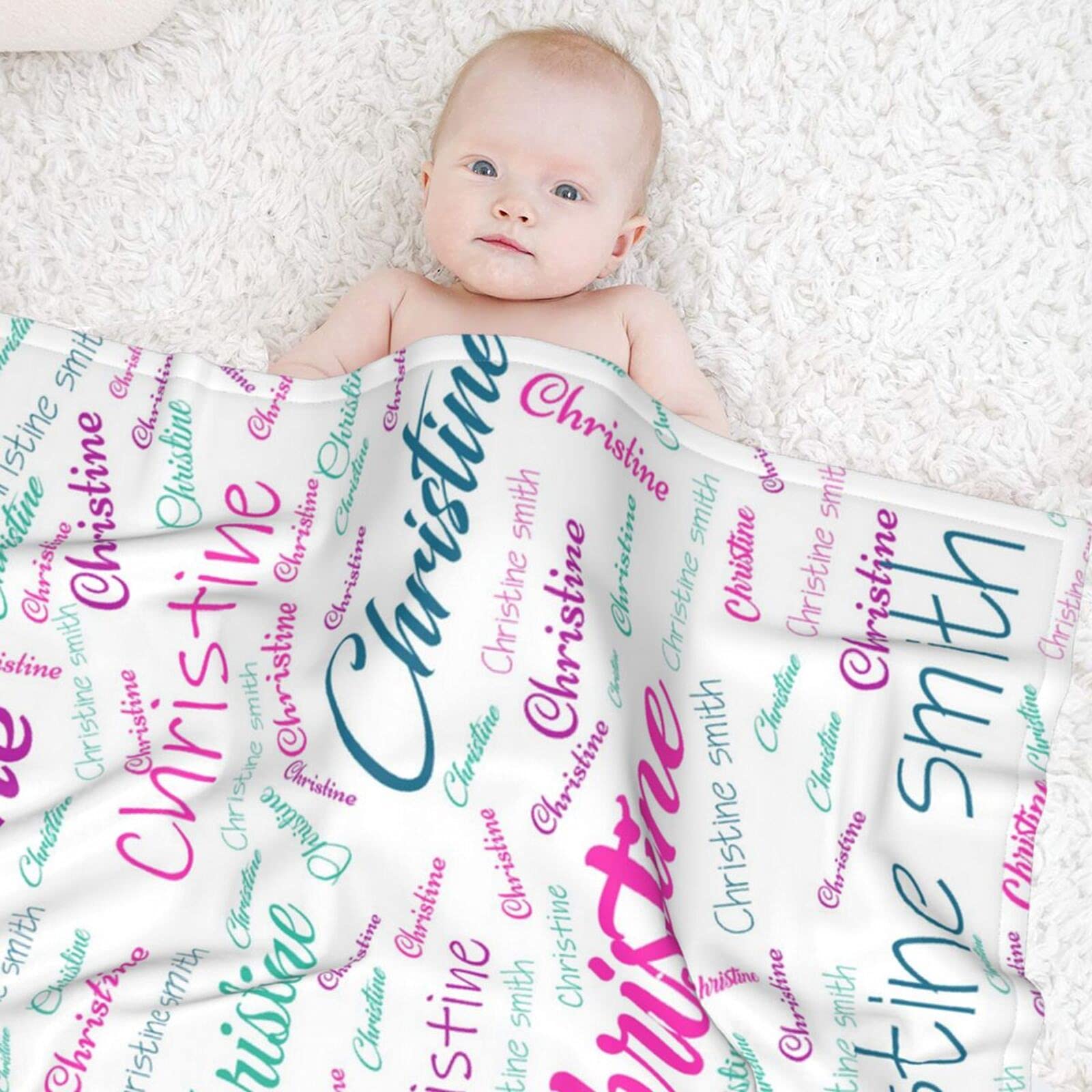 Personalized Baby Blanket With Name - Custom Flannel Blanket For Boys, Girls, Newborns - Unique Gift