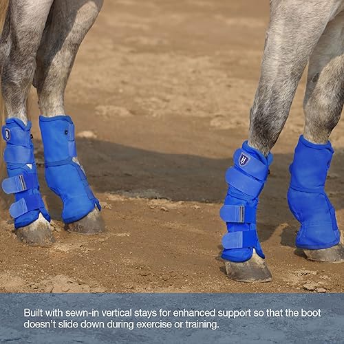 Miniatura 29 de Harrison Howard Botas para moscas de caballo, ajuste contorneado, protectores de piernas, botas de malla densa con ventilación cómoda y protección