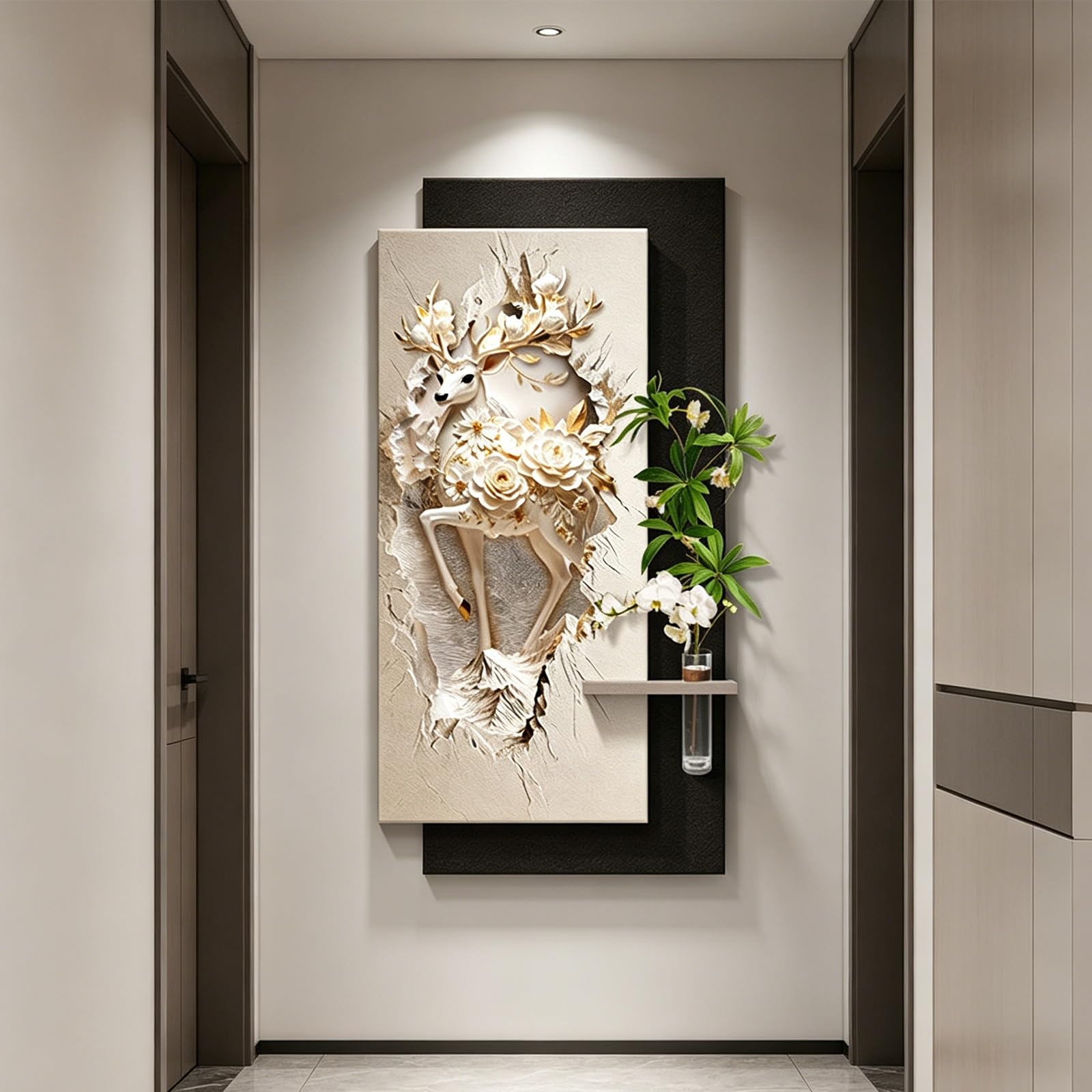 PGZMDTWI 3D Sandstone Wall Art, Textured Relief Decor with LED Light for Living Room Foyer(A,100 * 200CM 9.4 * 78.8IN)