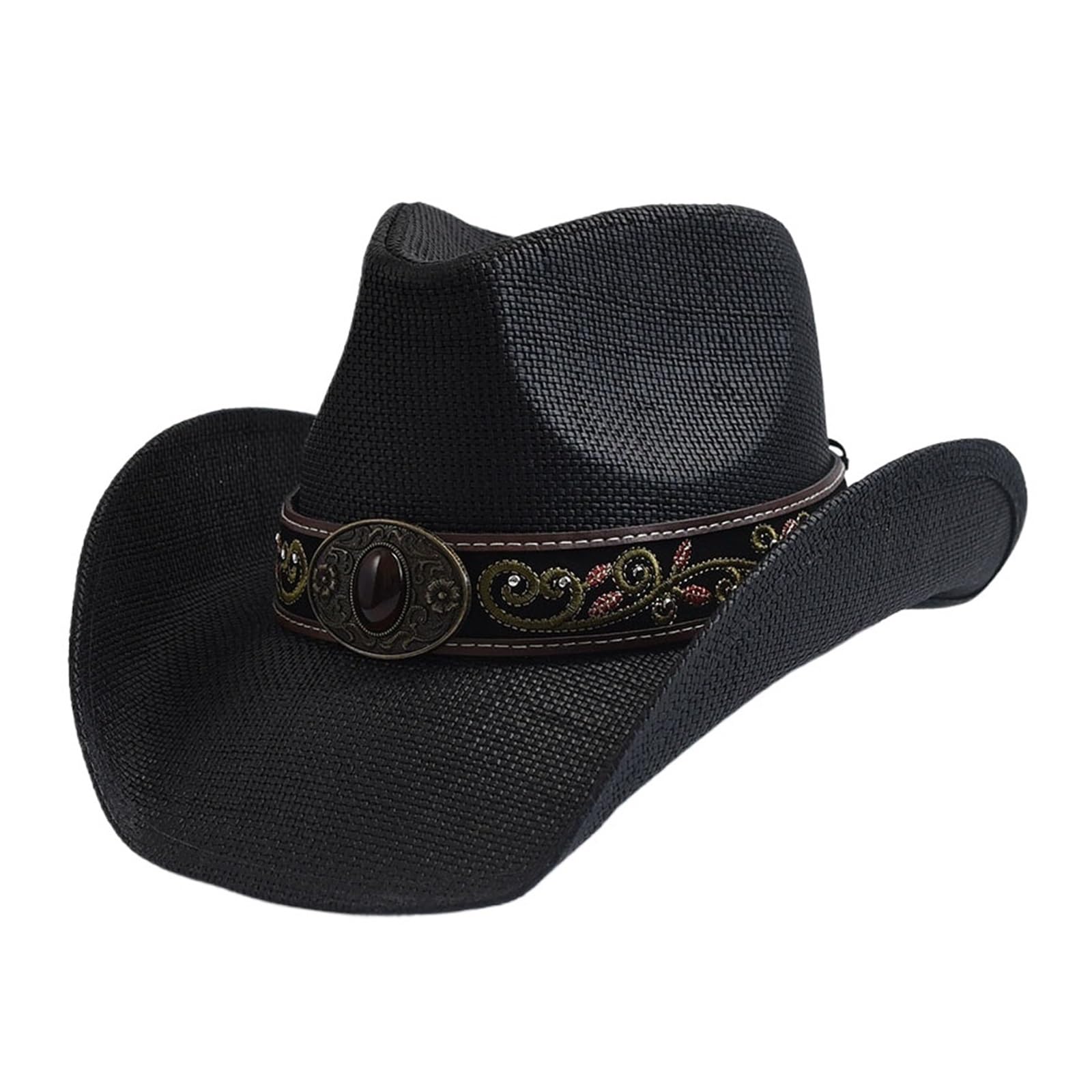 Cappello Cowboy Cappello da Cowboy Vintage con Bordo Arricciato, Stile Western, in Paglia, for Uomo e Donna, Estivo