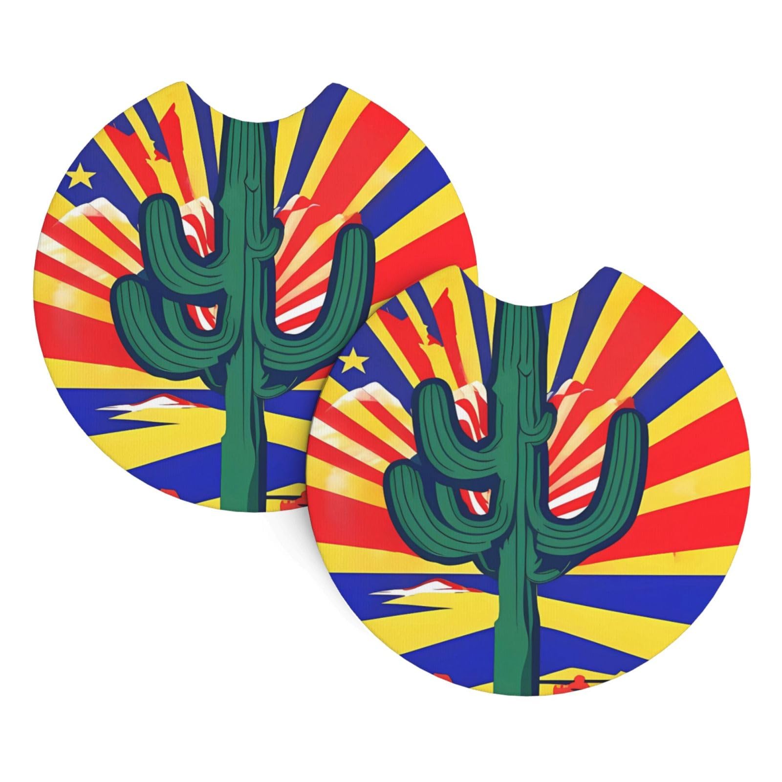 2 Pack Car Coaster for Cup Holders Arizona Flag Car Cup Coaster 2.7" Neoprene Non-Slip Automotive Cup Mat Universal Auto Car Interior Accessories for Women Men Cup Pad