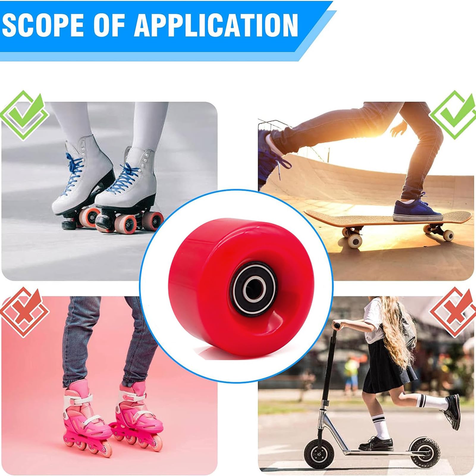 Ersatz-Skateboard-Rollen, 8er-Pack, 82A, Roller-Roller