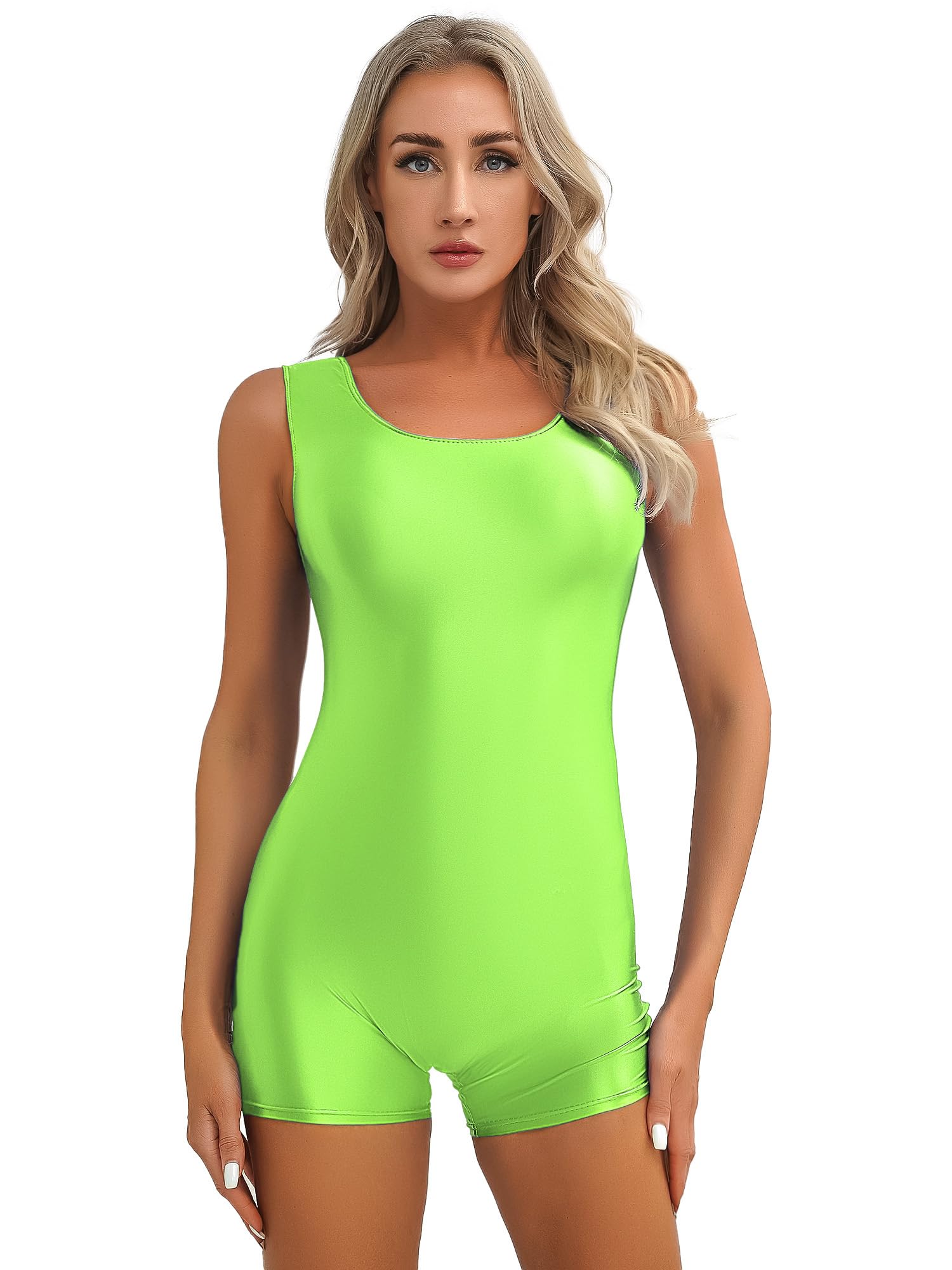 IEFIEL Mono Corto de Deportivo para Mujer sin Manga Verano Jumpsuit Una Pieza Romper Elástico con Cuello en U Mono de Gimnasio Yoga M-XL