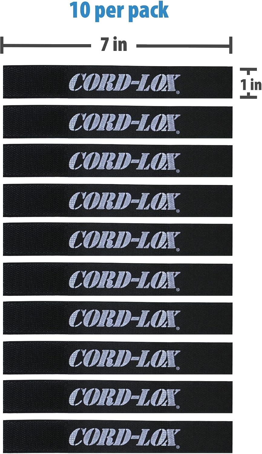 Reusable Cable Ties - Black, 1 Inch, 10 Pack