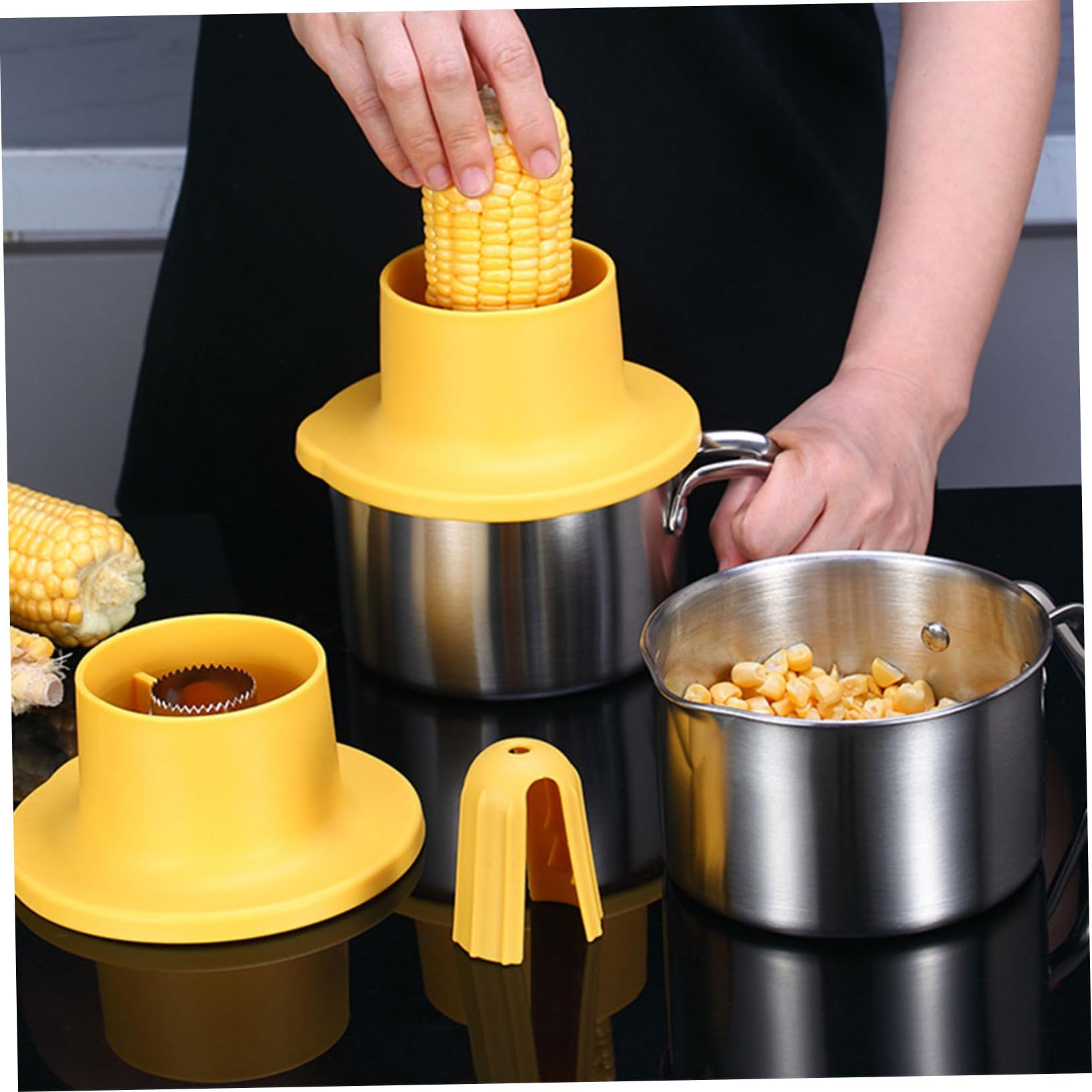 Hemoton Stainless Steel Corn Shaver Tool Corn Kernel Removal for Kitchen Easy Clean Fruit Peeler