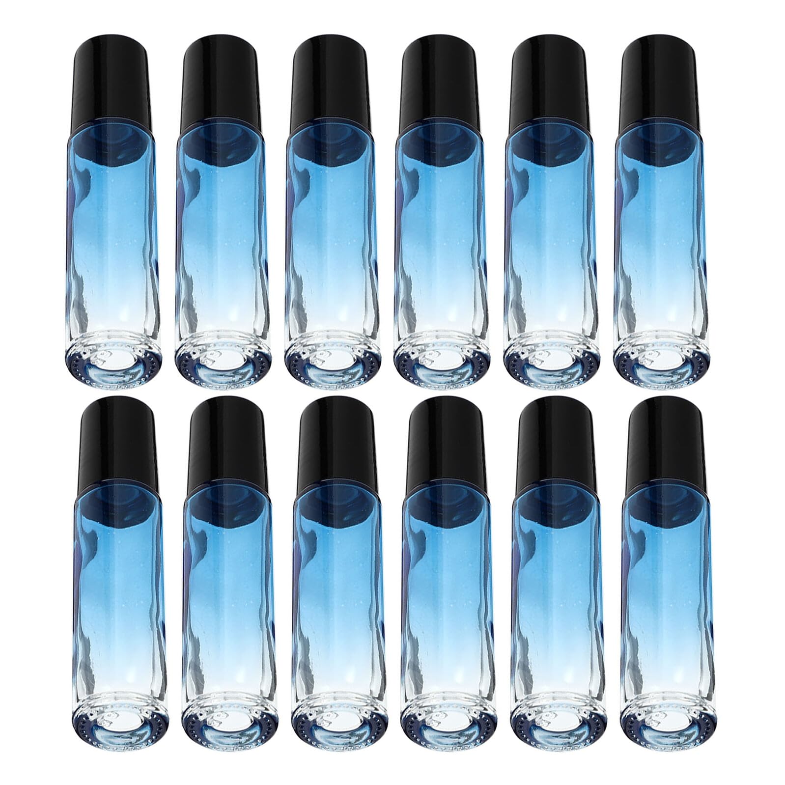 Flaconi Roll-On Ricaricabili 10 Ml in Vetro Trasparente con Sfera in Acciaio Inox Set da 20 Pezzi con Tappo Nero Contenitori per Oli da Massaggio Profumi e Aromaterapia per