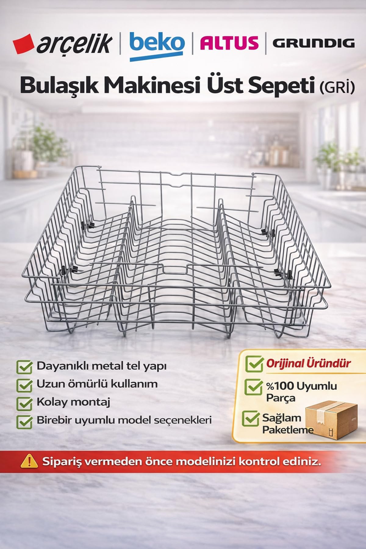 Arçelik Beko Grundig Altus Bulaşık Makinesi Üst Sepeti, AL 403 B, Gri