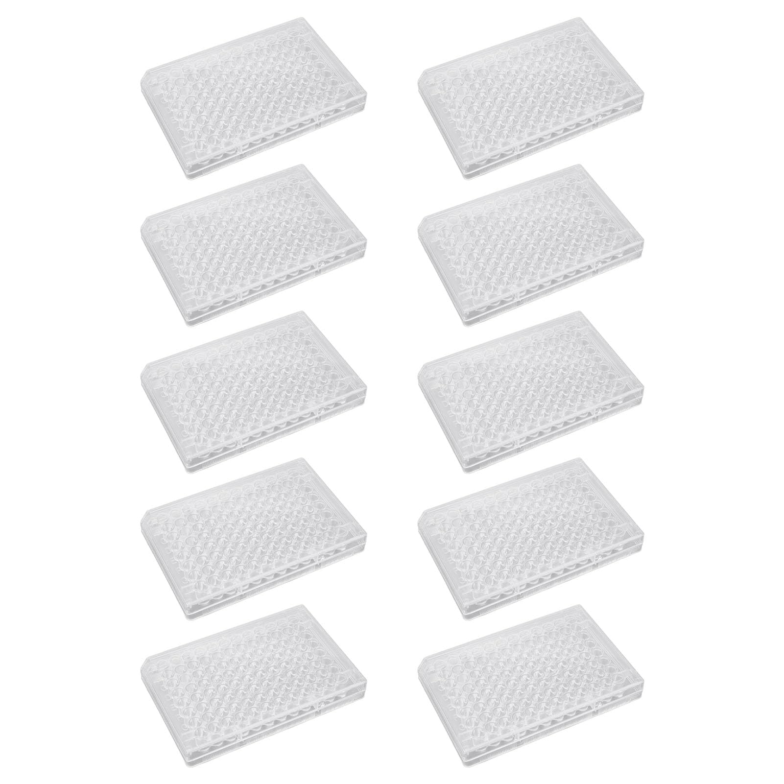 Plaque de Culture de Tissus 10 Pièces, Plaque de Culture de Croissance de Grande capacité de 96 Puits avec Couvercle en Plastique pour L'étude Scientifique en (Fond plat)