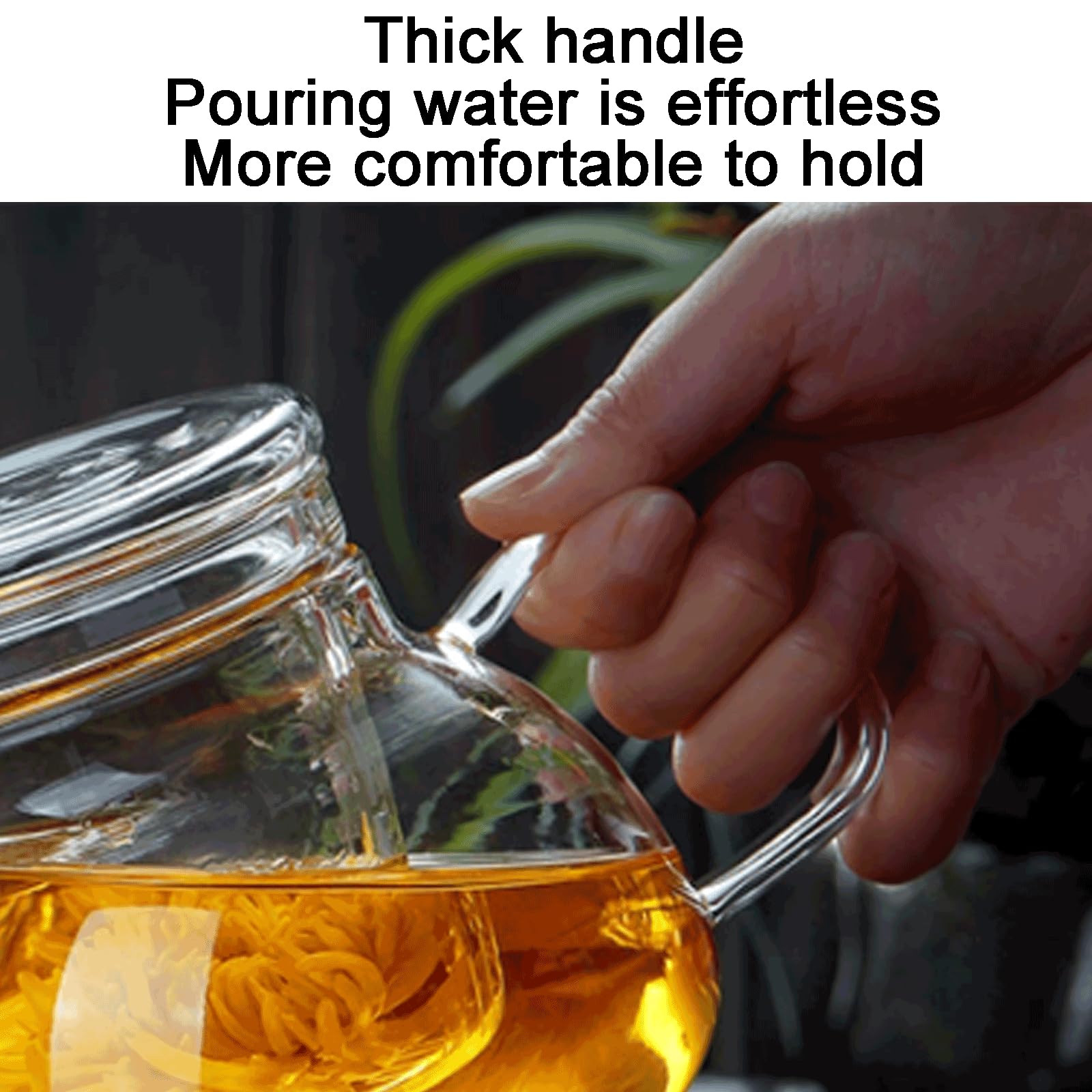 Waschbar Tisch-Teekanne aus Glas mit abnehmbarem Tee-Ei, transparente Teekanne mit Deckel, Teekannen-Set, großes Fassungsvermögen, 750 ml solide