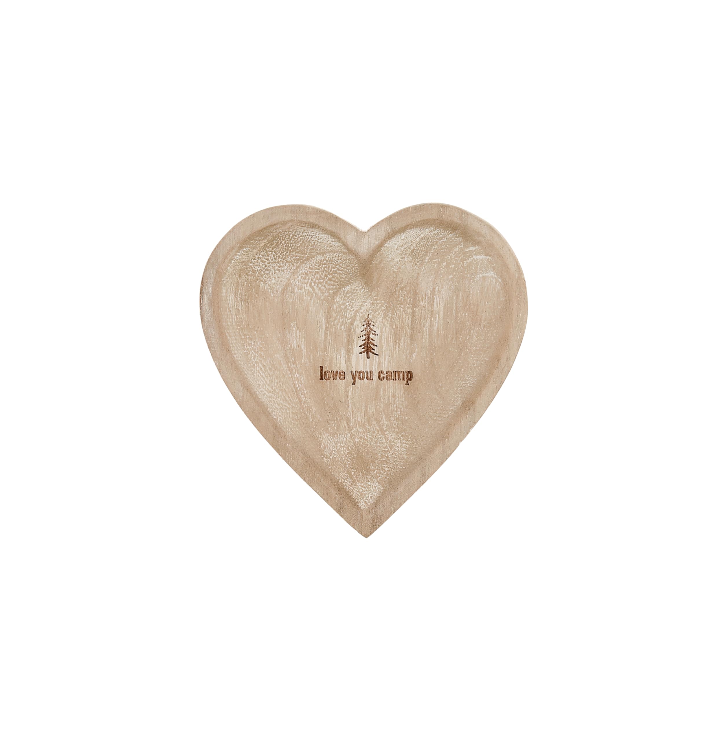 Pavilion Gift Company - Love You Camp - Heart-Shaped Paulownia Wood Keepsake Trinket Jewelry Dish Decorative Storage Plate