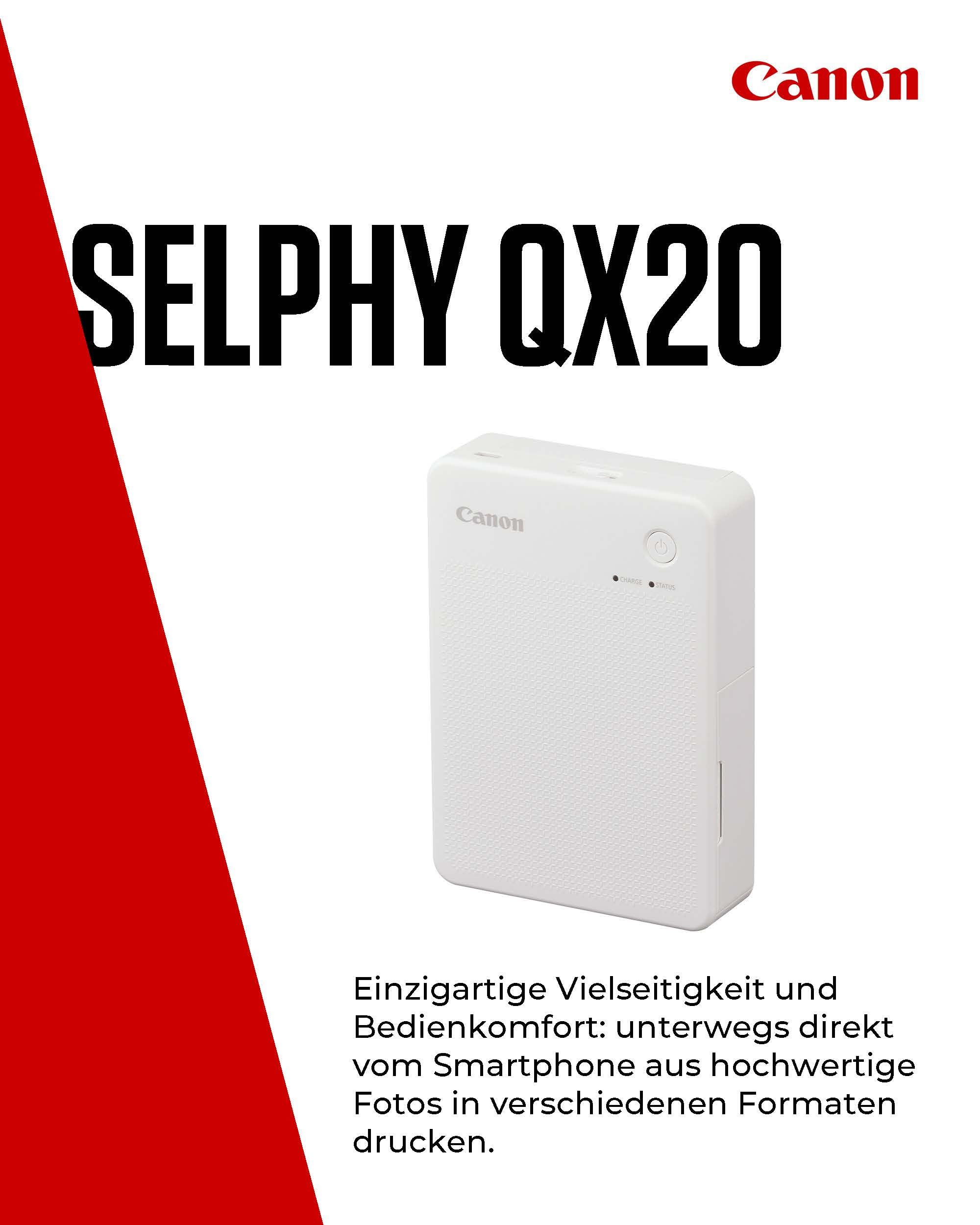 Canon SELPHY QX20 mobiler Fotodrucker WLAN Thermosublimationsdruck USB-C Weiß