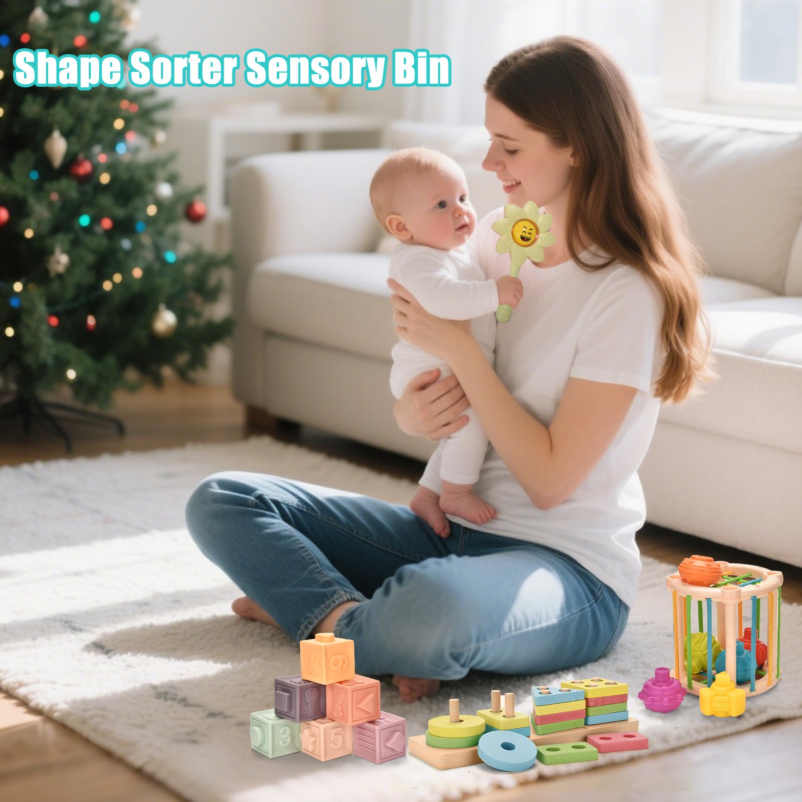 Juguetes Montessori para bebés de 6 a 12 Meses, para 9 en 1, Juguetes para niños pequeños, Bloques de construcción educativos para niños de 1 año, sensoriales para bebés