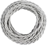 Vista 11 de Cable trenzado cubierto de tela para lámpara de 25 pies, cable eléctrico industrial vintage 18/2, calibre 18 estilo antiguo para lámpara retro, Latón