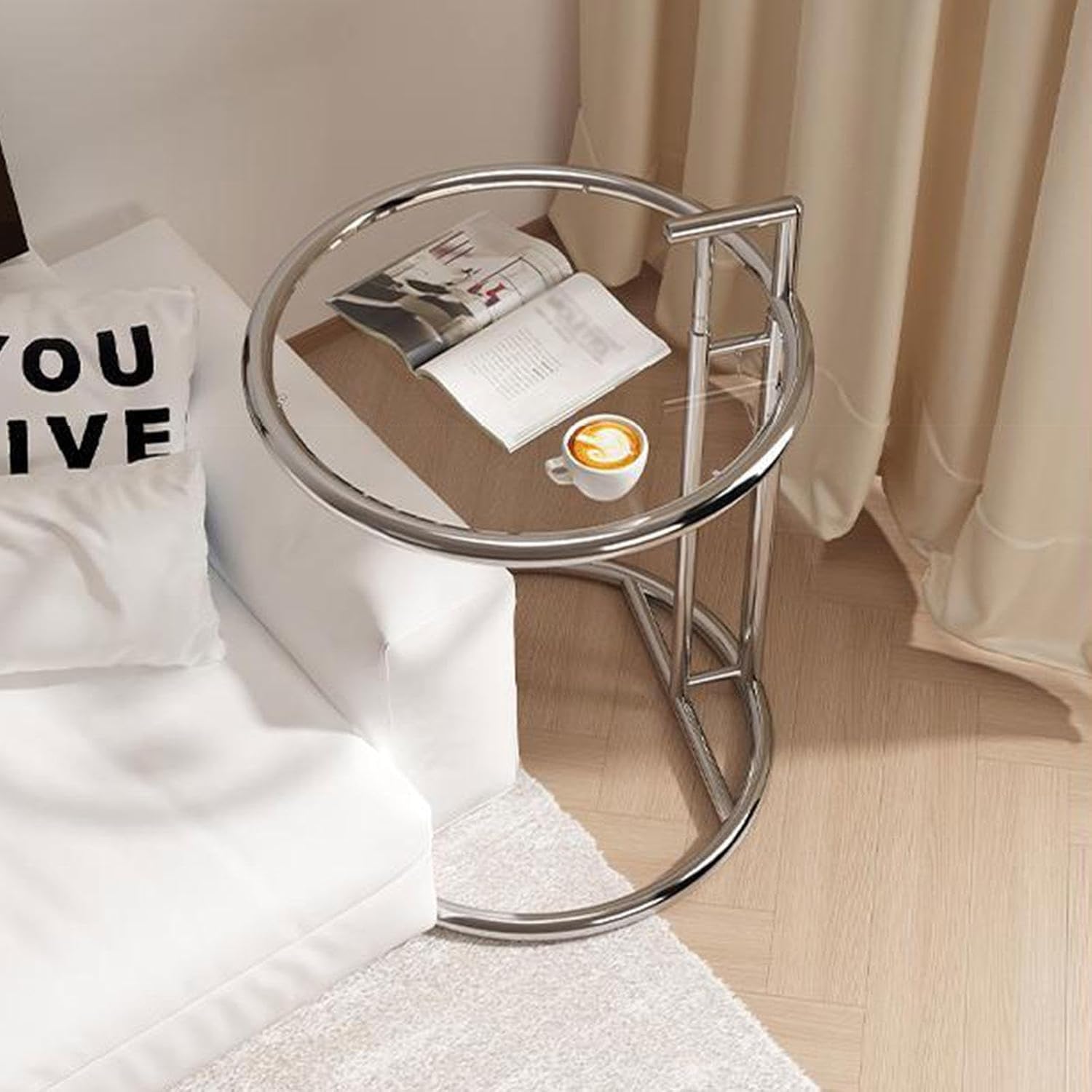 Amazon.co.jp: C型ソファサイドテーブル、高さ調節可能な