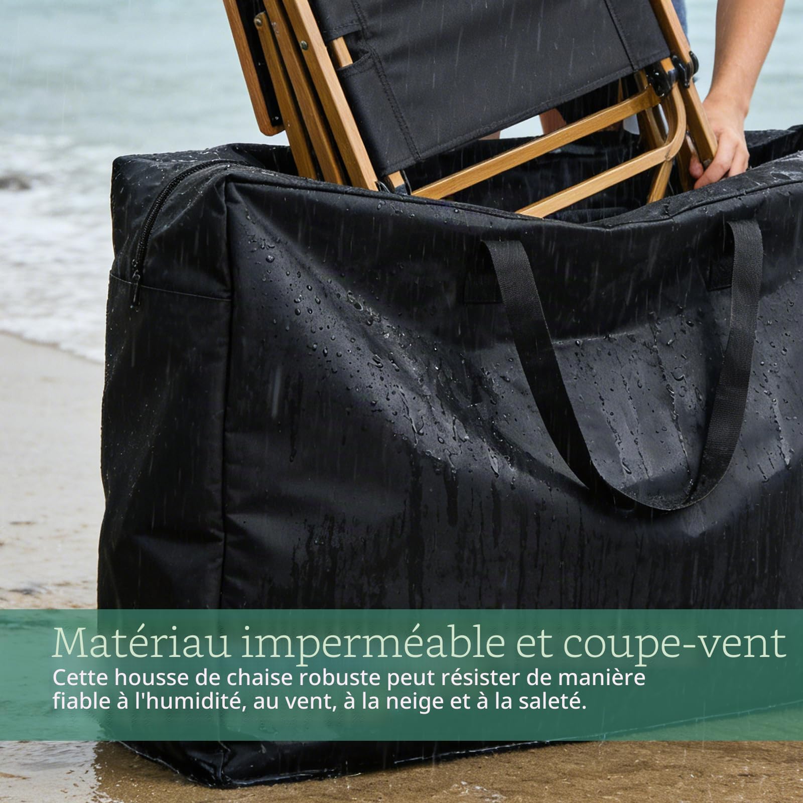Sac de rangement pliable pour fauteuil roulant 72 x 28 x 106 cm, Grand sac de rangement pour chaise de jardin de transport portable housse de protection 600D imperméable, résistante pour pliantes