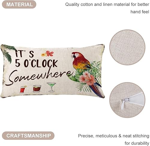 Miniatura 3 de Funda de almohada con texto en inglés "It's 5 O'Clock Somewhere Body Pillow Cover Two-side Printed 12x20" Linen Tribal Body Pillow Case Cover
