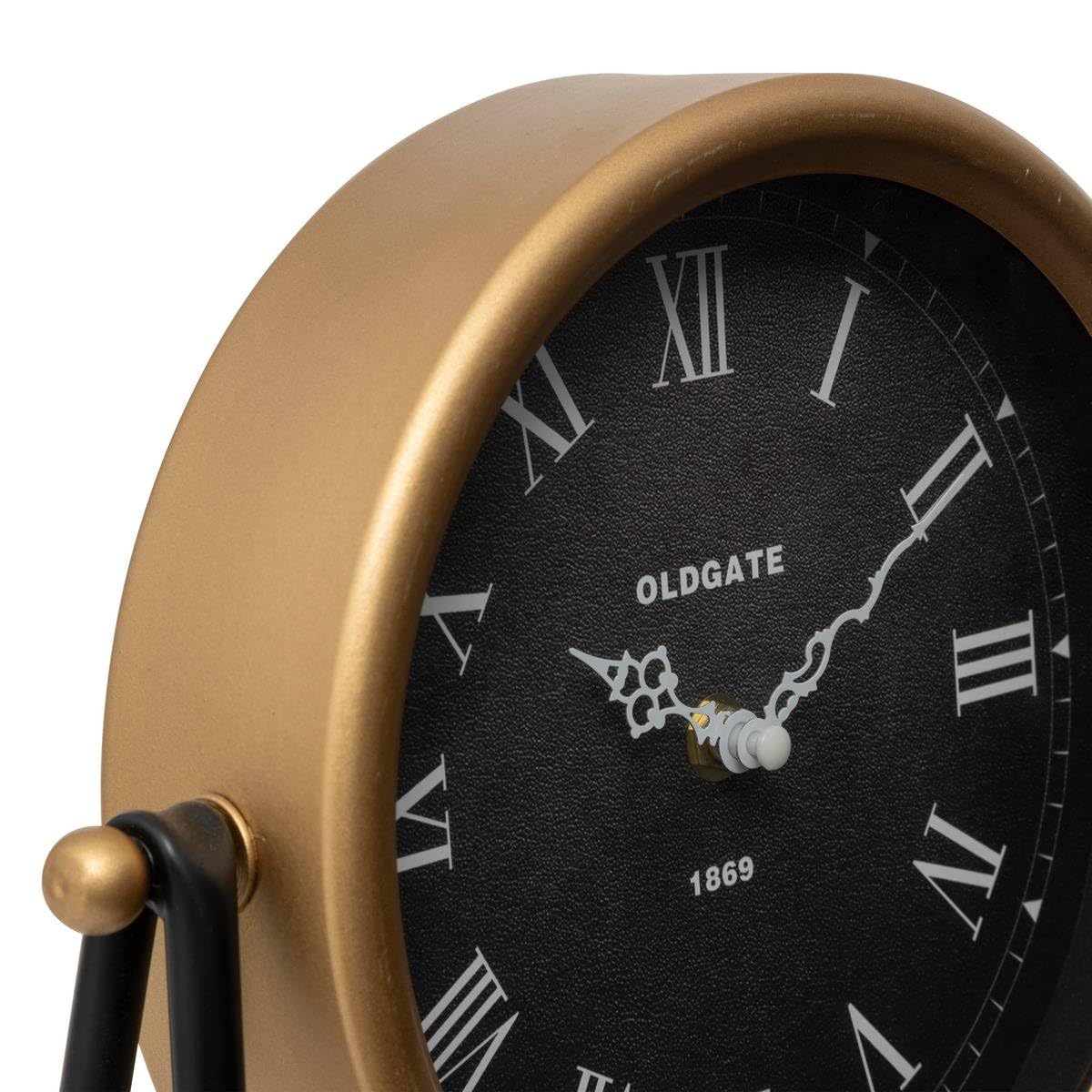 Atmosphera Luca - Reloj de Mesa de Metal - Negro y Dorado 26 x 26 cm