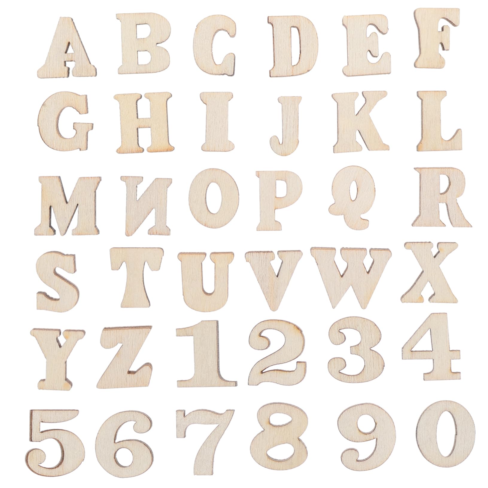 DOITOOL 200pcs Unfinished Letters Numbers for Crafts Early Learning Home Decor Durable Wood for Arts Projects Blank Wood Numbers Letters for Creative Wall Decorations