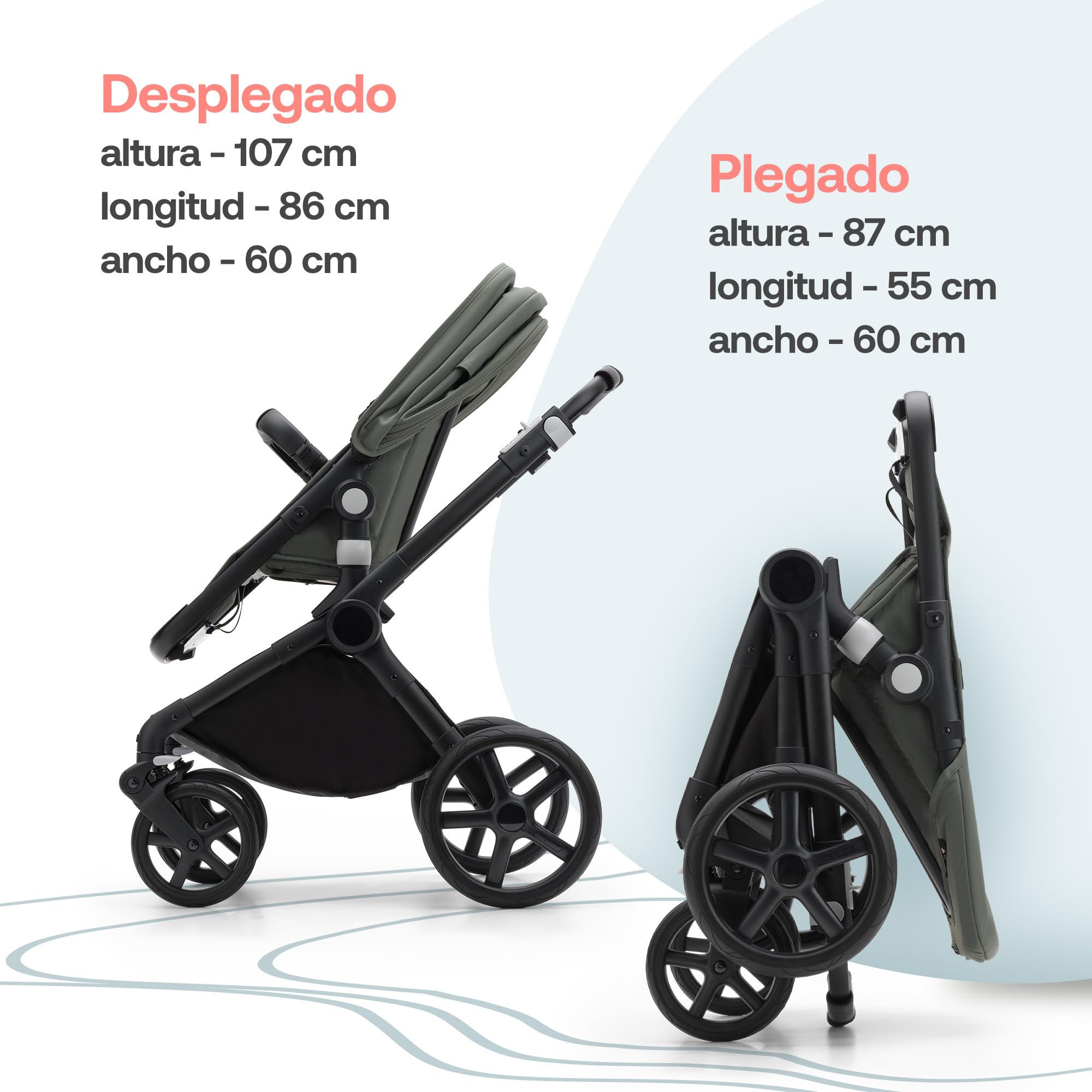 Bugaboo Fox Cub - Carrito Todoterreno, con Capazo y Silla de Paseo Fuerte y Ligera, Diseño Duradero con Capota para el Sol Extra Grande, se Pliega en una Sola Pieza Portable, Beige