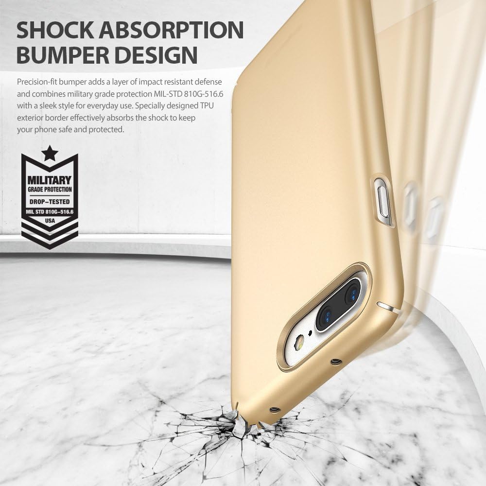 Ringke Slim Compatible with iPhone 7 Plus Case, iPhone 8 Plus Case Snug Fit Slender Thin Scratch Resistant Phone Cover - Glossy Black