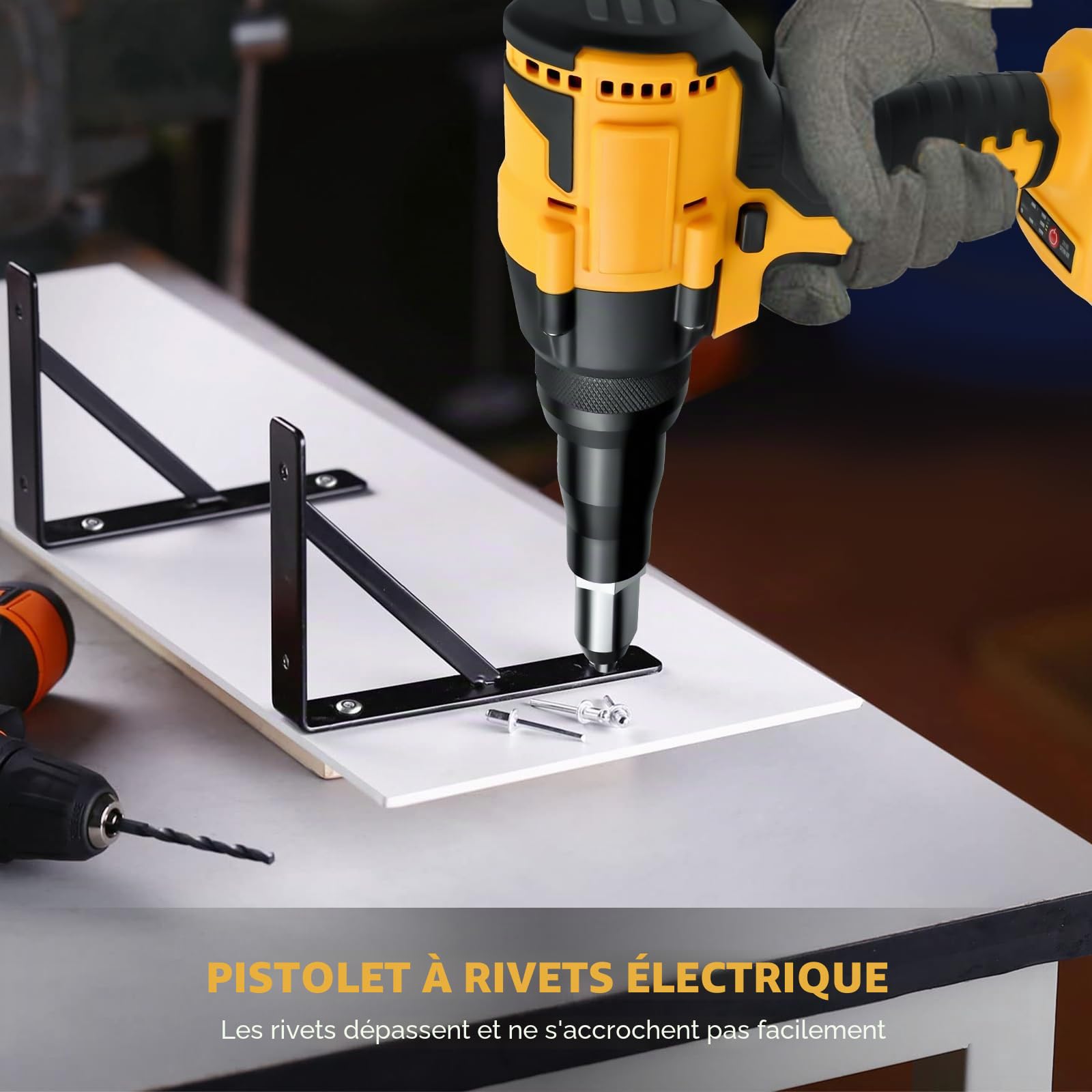 Pistolet à riveter professionnel pour Dewalt 20 V - Pistolet à riveter électrique haute performance pour métal, plastique, cuir (piles non incluses)