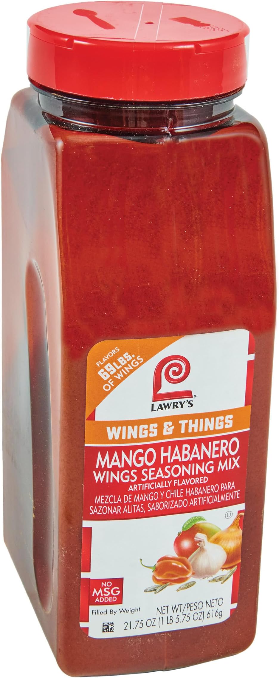 Mango Habanero Wings Seasoning Mix, 21.75 oz - One 21.75 Ounces of Mango Habanero Dry Rub Seasoning for a Sweet, Spicy Flavor - Best on Chicken Wings and Fried Foods